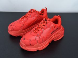 Balenciaga Triple S Allover Logo Red detail view