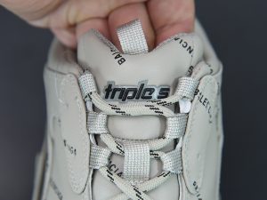 Balenciaga All Over Logo Triple S Grey close-up detail