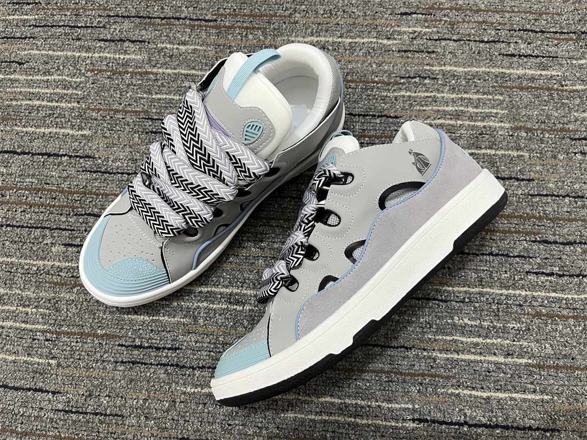 29658a98 Lanvin Leather Curb Grey Light Blue side view