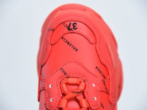 Balenciaga Triple S Allover Logo Red close-up detail
