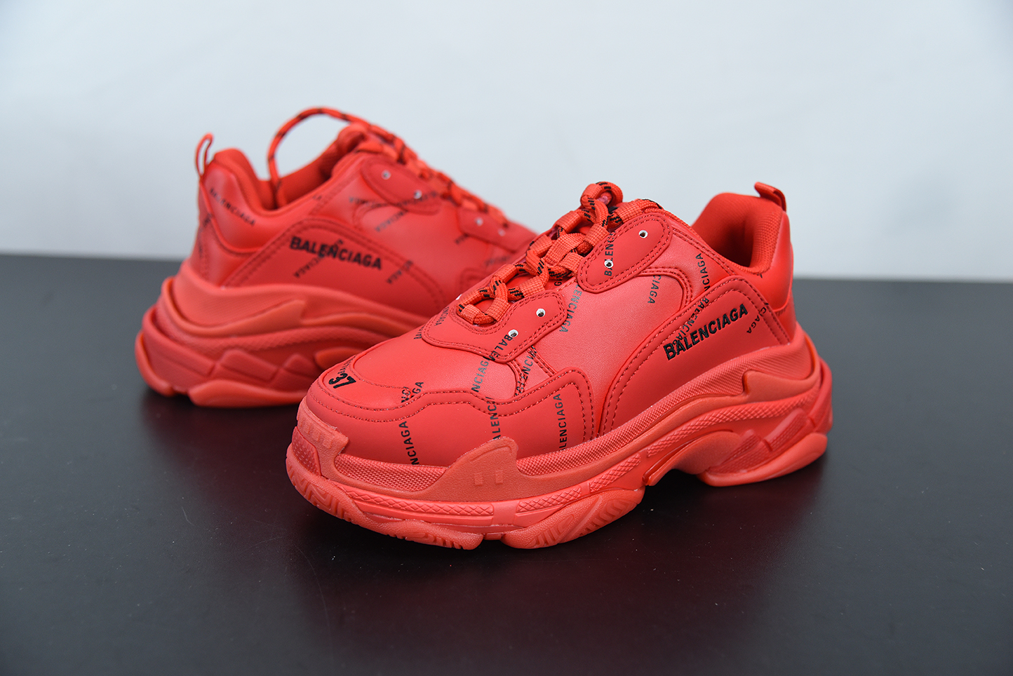 86add958 Balenciaga Triple S Allover Logo Red outfit style