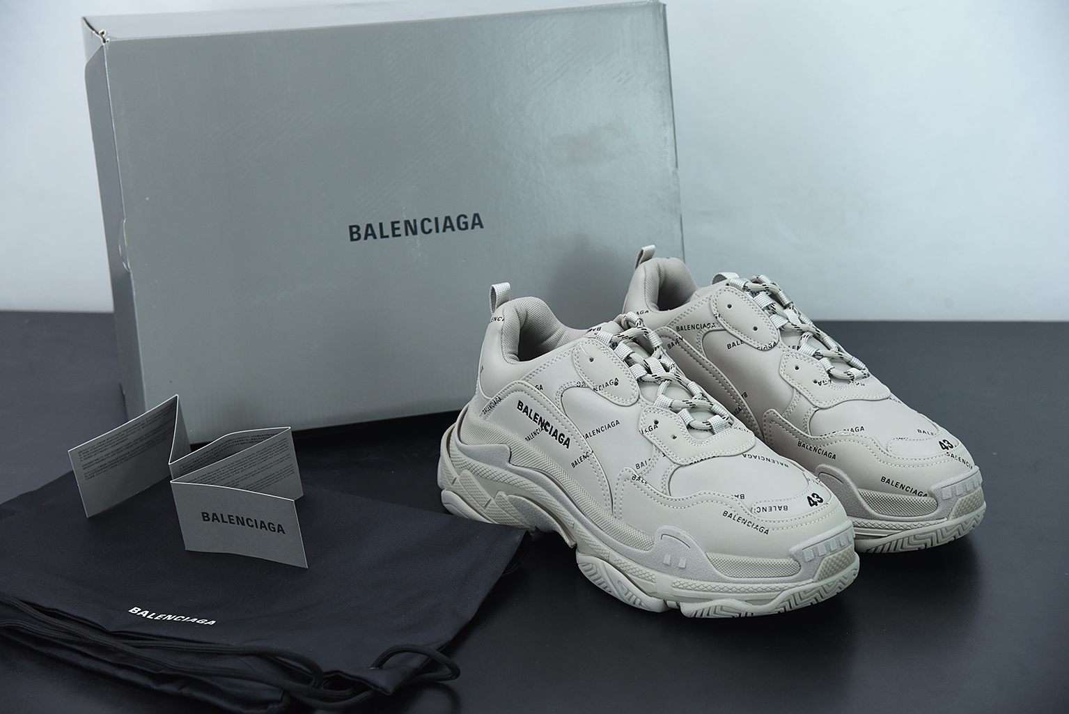 8c7775de Balenciaga All Over Logo Triple S Grey detail view
