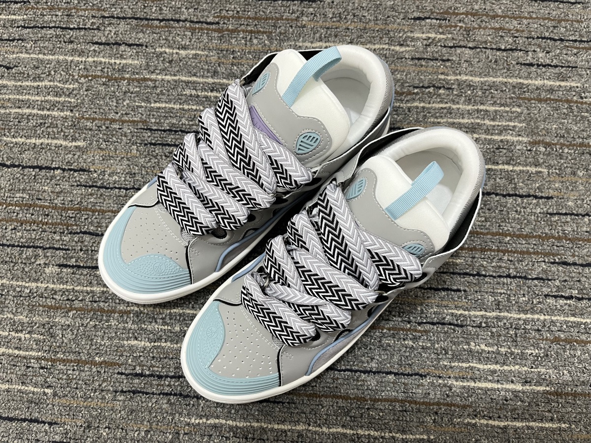 914921b6 Lanvin Leather Curb Grey Light Blue close-up detail