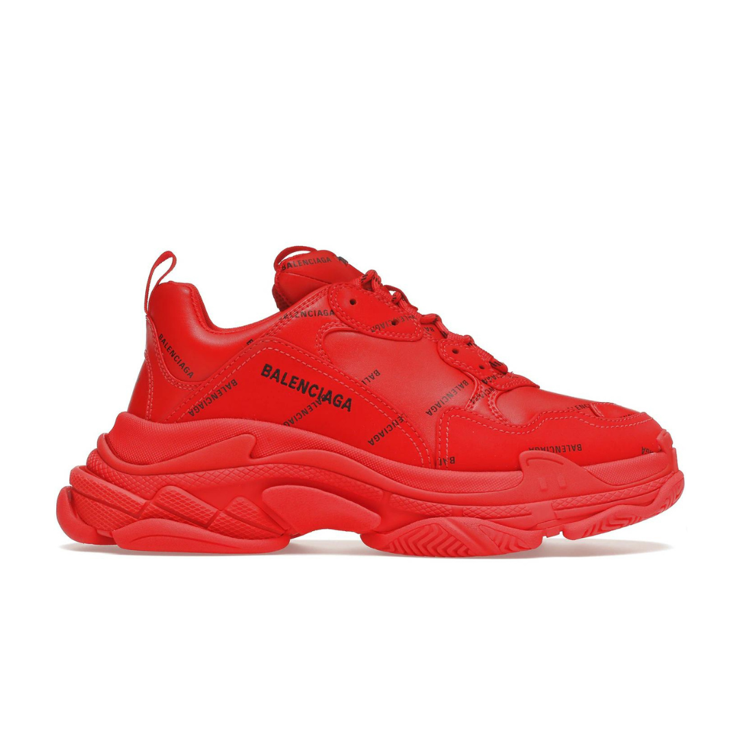 Diseño sin tÃtulo Balenciaga Triple S Allover Logo Red side view