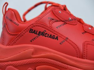 Balenciaga Triple S Allover Logo Red close-up detail