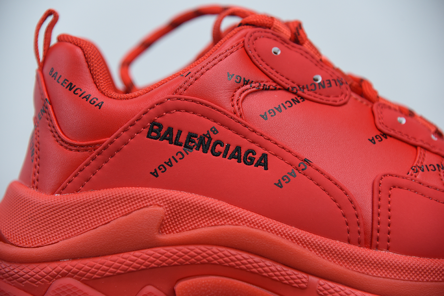 ab94a83a Balenciaga Triple S Allover Logo Red close-up detail