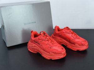 Balenciaga Triple S Allover Logo Red front view