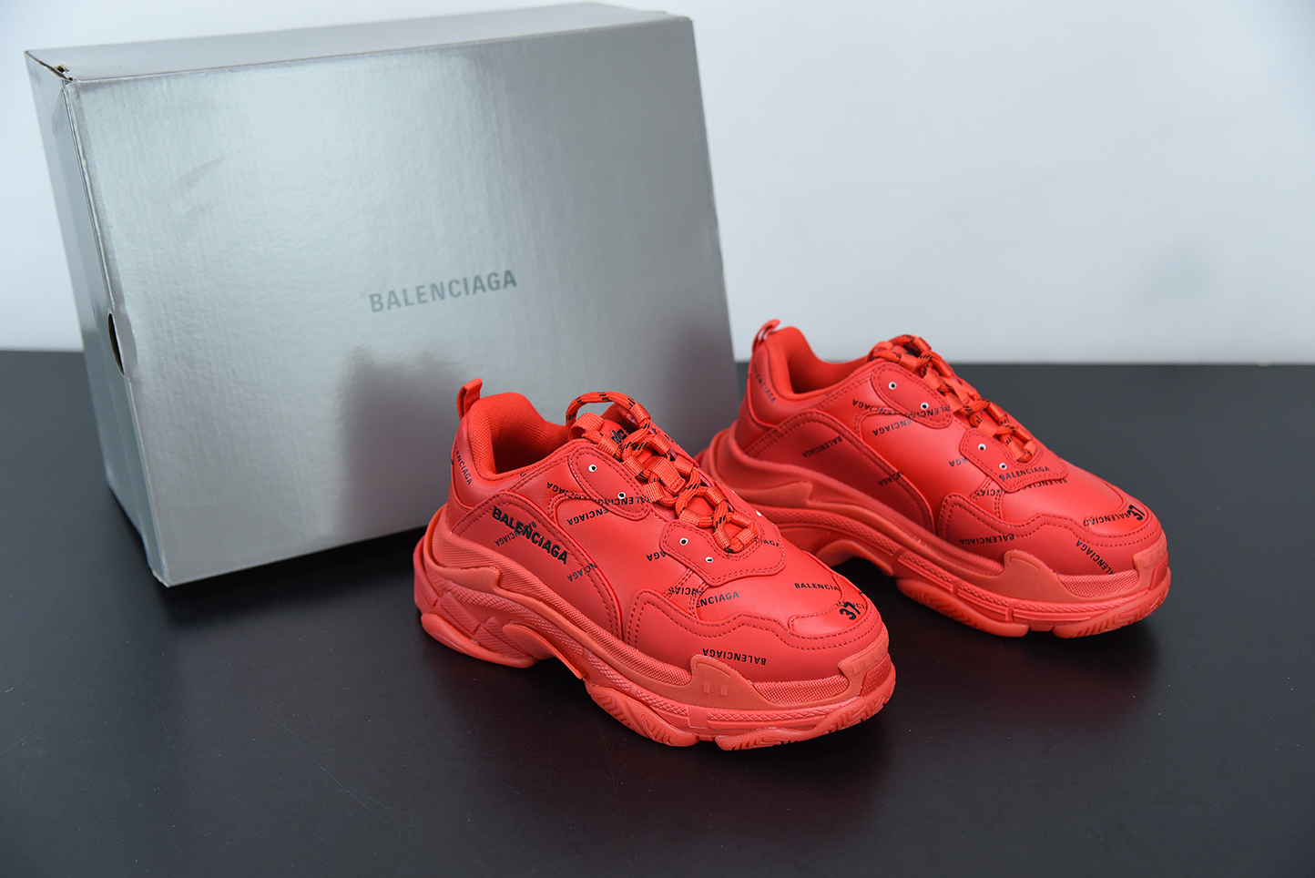 bd323c14 Balenciaga Triple S Allover Logo Red front view