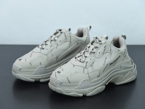 Balenciaga All Over Logo Triple S Grey front view
