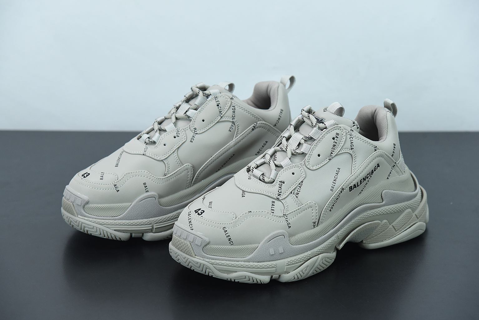 c2efa4b8 Balenciaga All Over Logo Triple S Grey front view