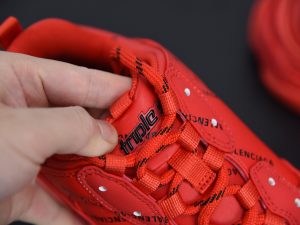 Balenciaga Triple S Allover Logo Red side view