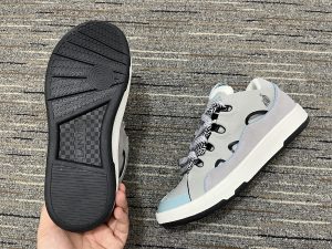 Lanvin Leather Curb Grey Light Blue detail view