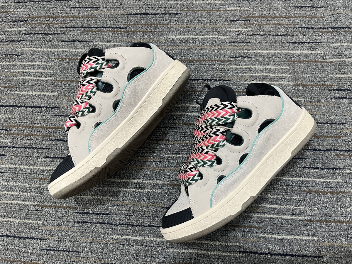 e1287cec Lanvin Curb Sneaker Sail Turquoise Purple close-up detail