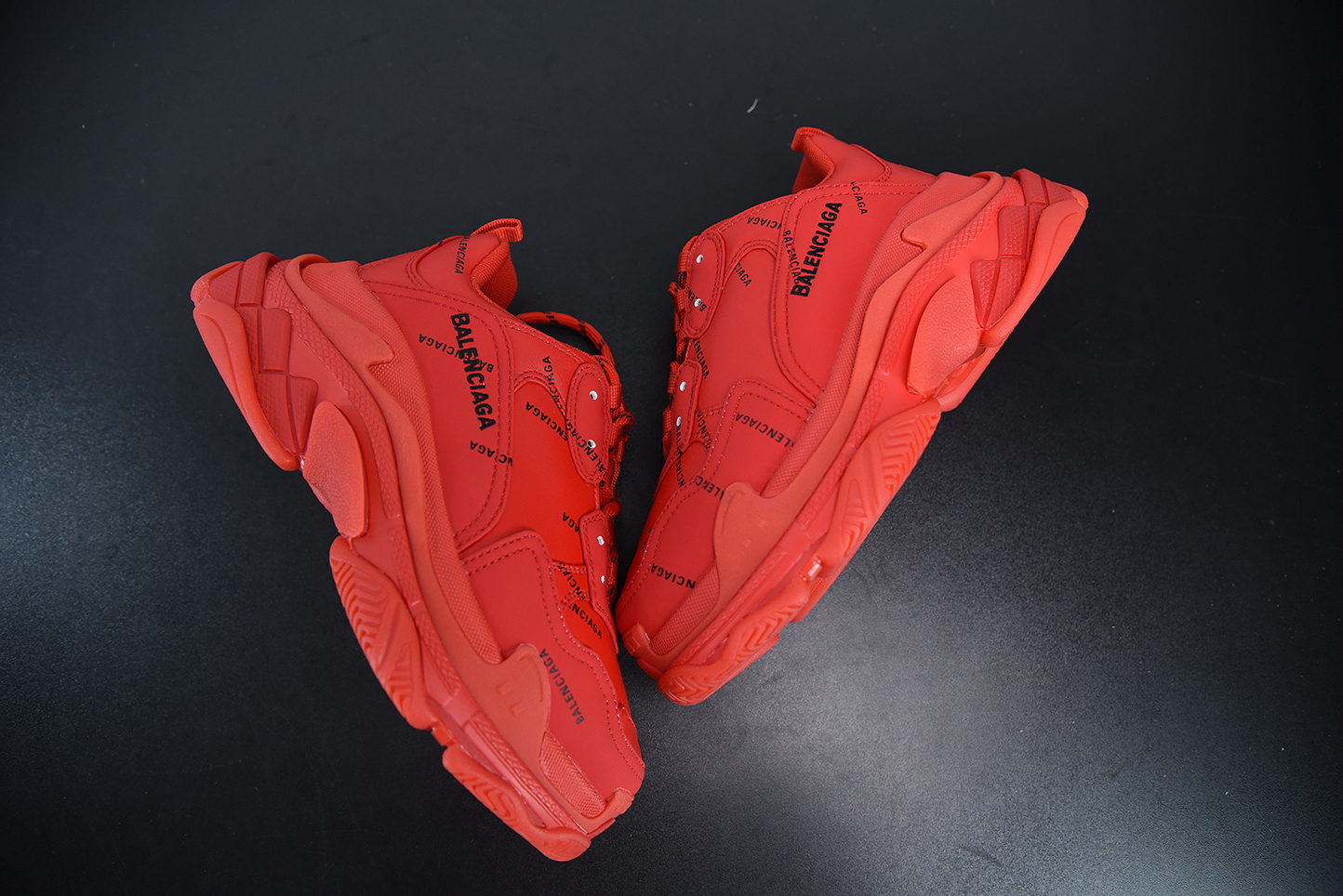 efa14d1c Balenciaga Triple S Allover Logo Red close-up detail