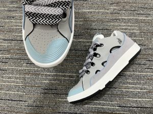 Lanvin Leather Curb Grey Light Blue close-up detail