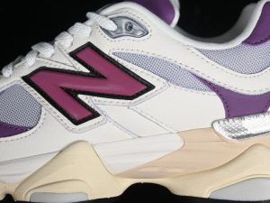 New Balance 9060 White Grey Purple Silver close-up detail