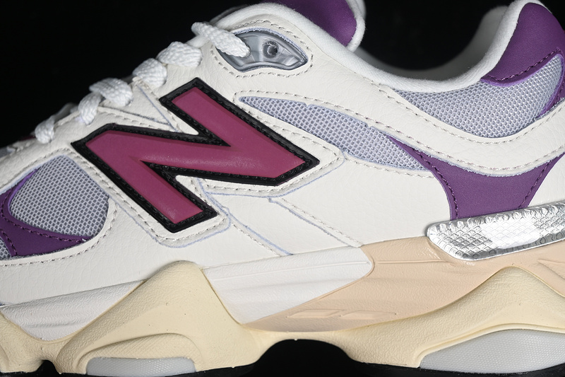 8d2bb5f8 New Balance 9060 White Grey Purple Silver close-up detail